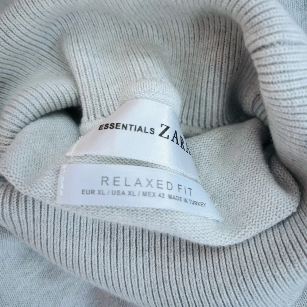 ZARA Essentials Light Grey Relaxed Fit Turtleneck Sweater XL - Picture 5 of 14